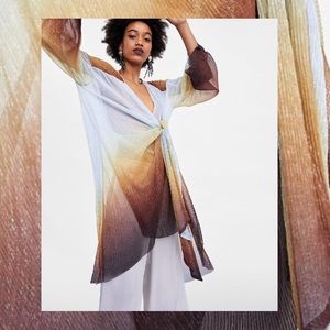 Zara Pleated Metallic Thread Dress